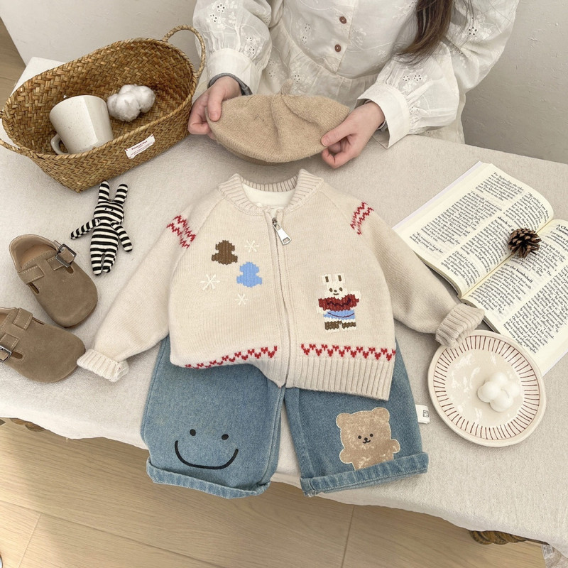 Knit Cardigan Infant - Sweter dla niemowląt, wczesna wiosna, koreański