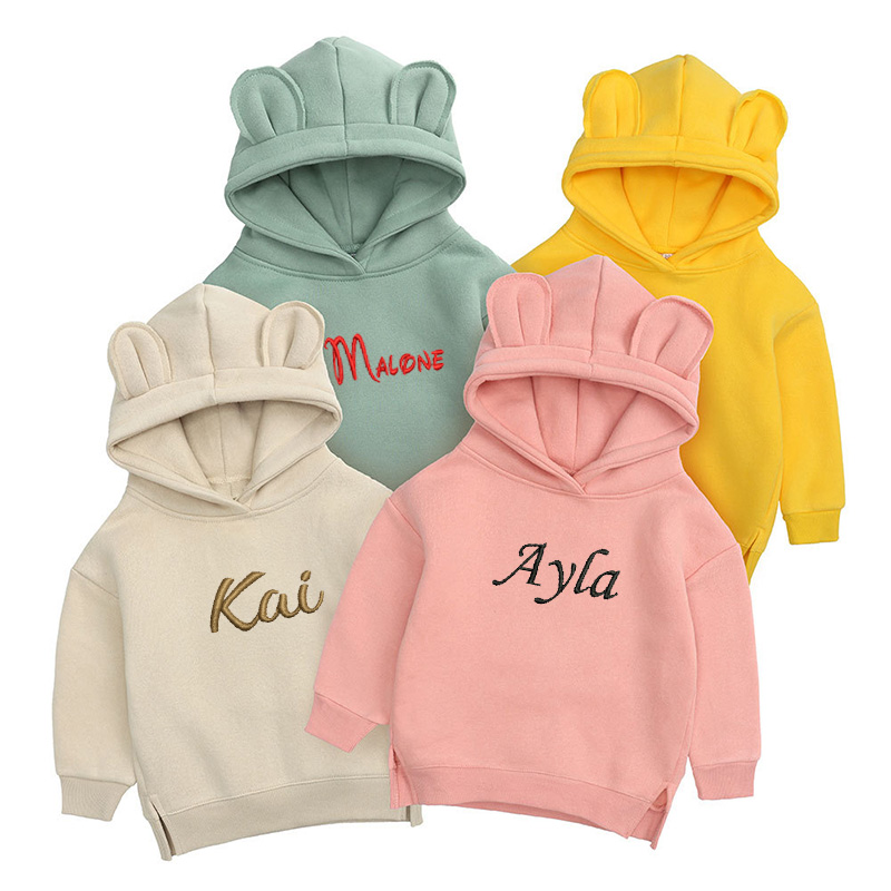 Baby Clothing Names - Spersonalizowany haft dziecięcy niedźwiedź bluza z