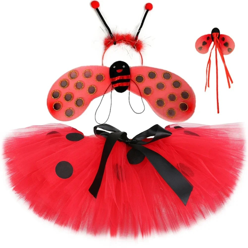 Baby Tutu Skirt - Dziewczęca spódniczka tutu biedronka, czerwono-czarne kropki,
