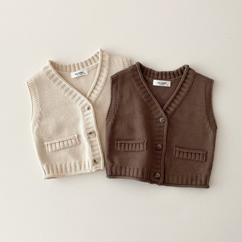 Knit Cardigan Infant - Nowa jesień 2025: Bezrękawnik dziergany dla